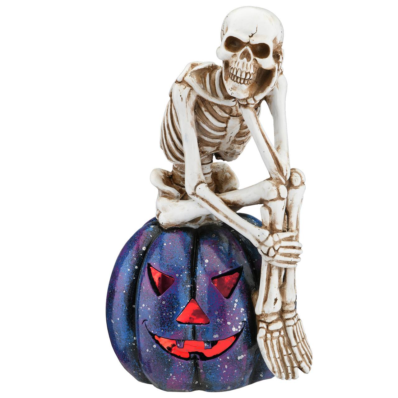 11&#x22; LED Skeleton on Purple Galaxy Pumpkin